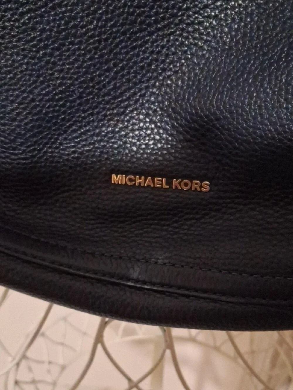 Michael Kors Black Pebbled Leather Hobo with Gold Hardware